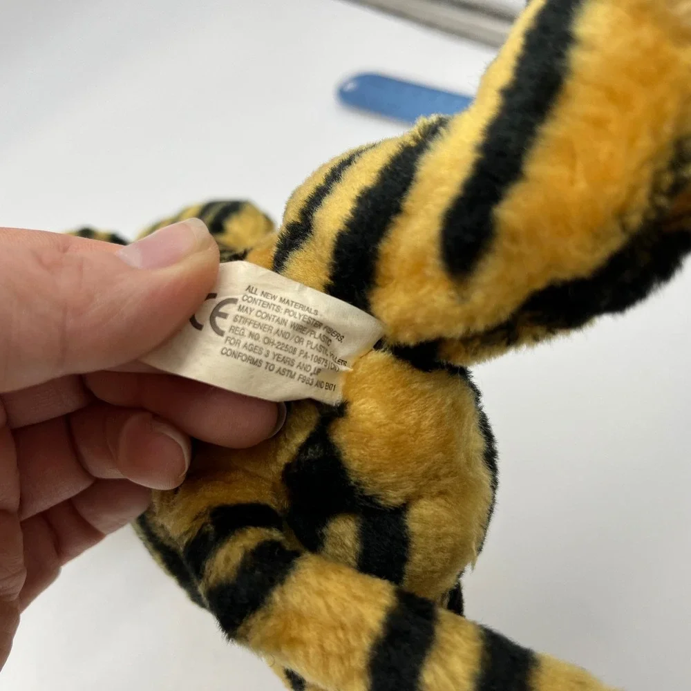 Toy Works Tiger Plush Stuffed Animal Striped‎ Laying Down Kitten Toy